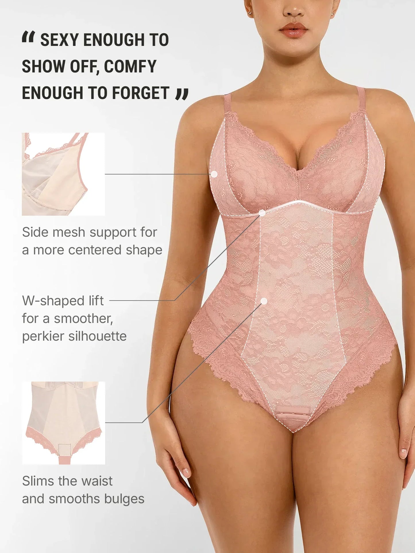 Lace V-Neck Breathable Bodysuit