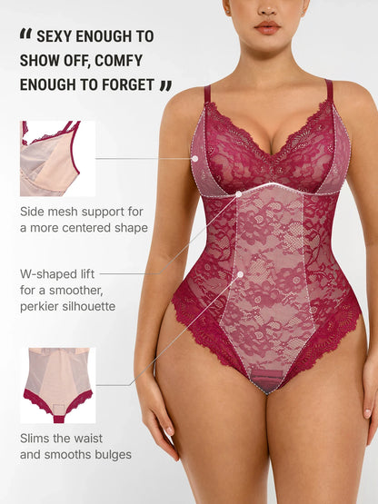 Lace V-Neck Breathable Bodysuit