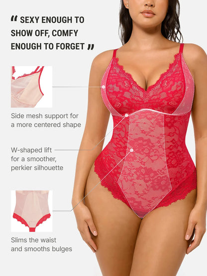 Lace V-Neck Breathable Bodysuit